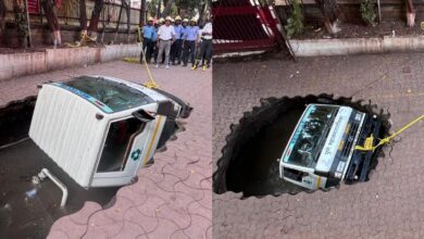 A shocking incident came to light, a truck that went to clean the drainage line in Pune suddenly sank into the ground