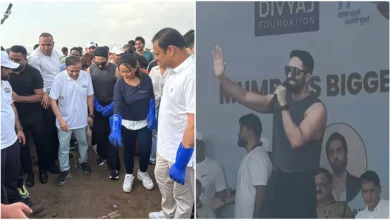 Ayushmann Khurrana and Amrita Fadnavis took part in the cleanliness drive at Versova Beach