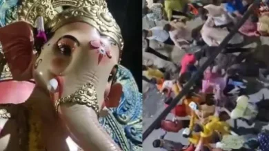 During Ganpati immersion in Thane's Bhiwandi, a stone was thrown at the idol, there was a lot of uproar, police lathi-charged